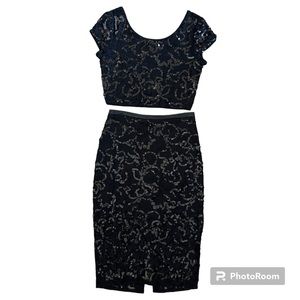 Express Skirts Set / Black Sequence / Size 4 / Top Size S / Great Condition